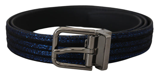 Dolce & Gabbana Blue Jacquard Stripe Silver Buckle Belt Dolce & Gabbana