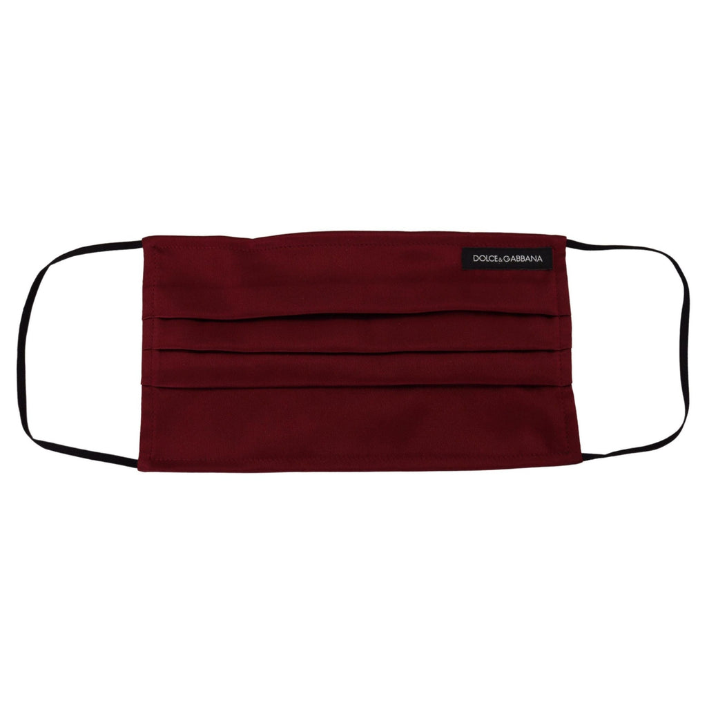 Dolce & Gabbana Maroon Silk Pleated Elastic Ear Strap One Size Face Mask
