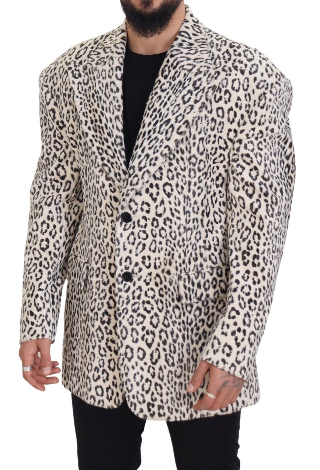 Dolce & Gabbana White Leopard Single Breasted Coat Blazer Dolce & Gabbana