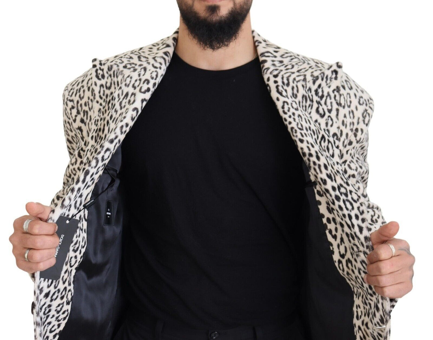 Dolce & Gabbana White Leopard Single Breasted Coat Blazer Dolce & Gabbana