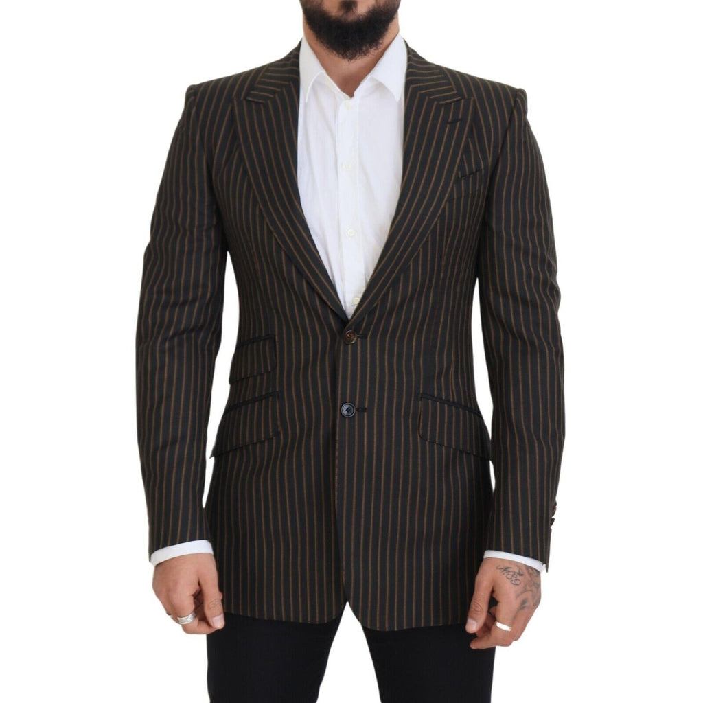 Dolce & Gabbana Black Brown Stripes Single Breasted Blazer
