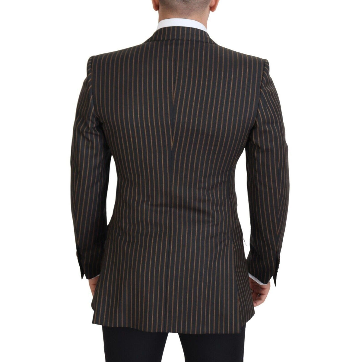 Dolce & Gabbana Black Brown Stripes Single Breasted Blazer