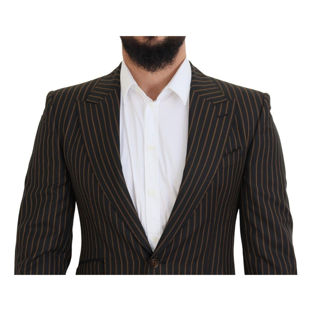 Dolce & Gabbana Black Brown Stripes Single Breasted Blazer