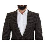 Dolce & Gabbana Black Brown Stripes Single Breasted Blazer