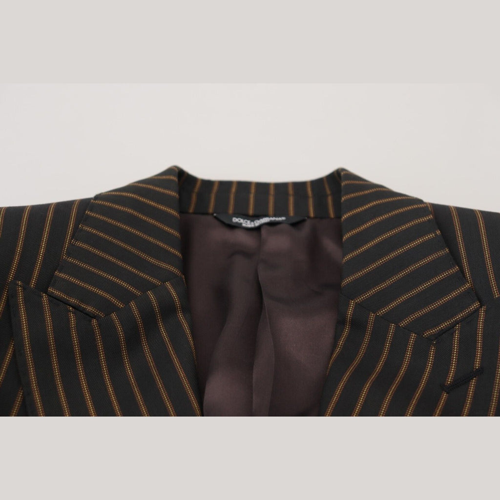 Dolce & Gabbana Black Brown Stripes Single Breasted Blazer