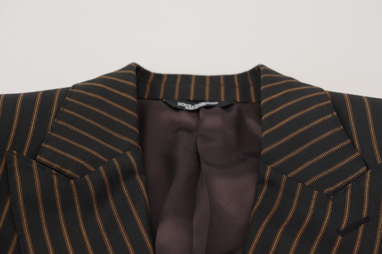 Dolce & Gabbana Black Brown Stripes Single Breasted Blazer Dolce & Gabbana