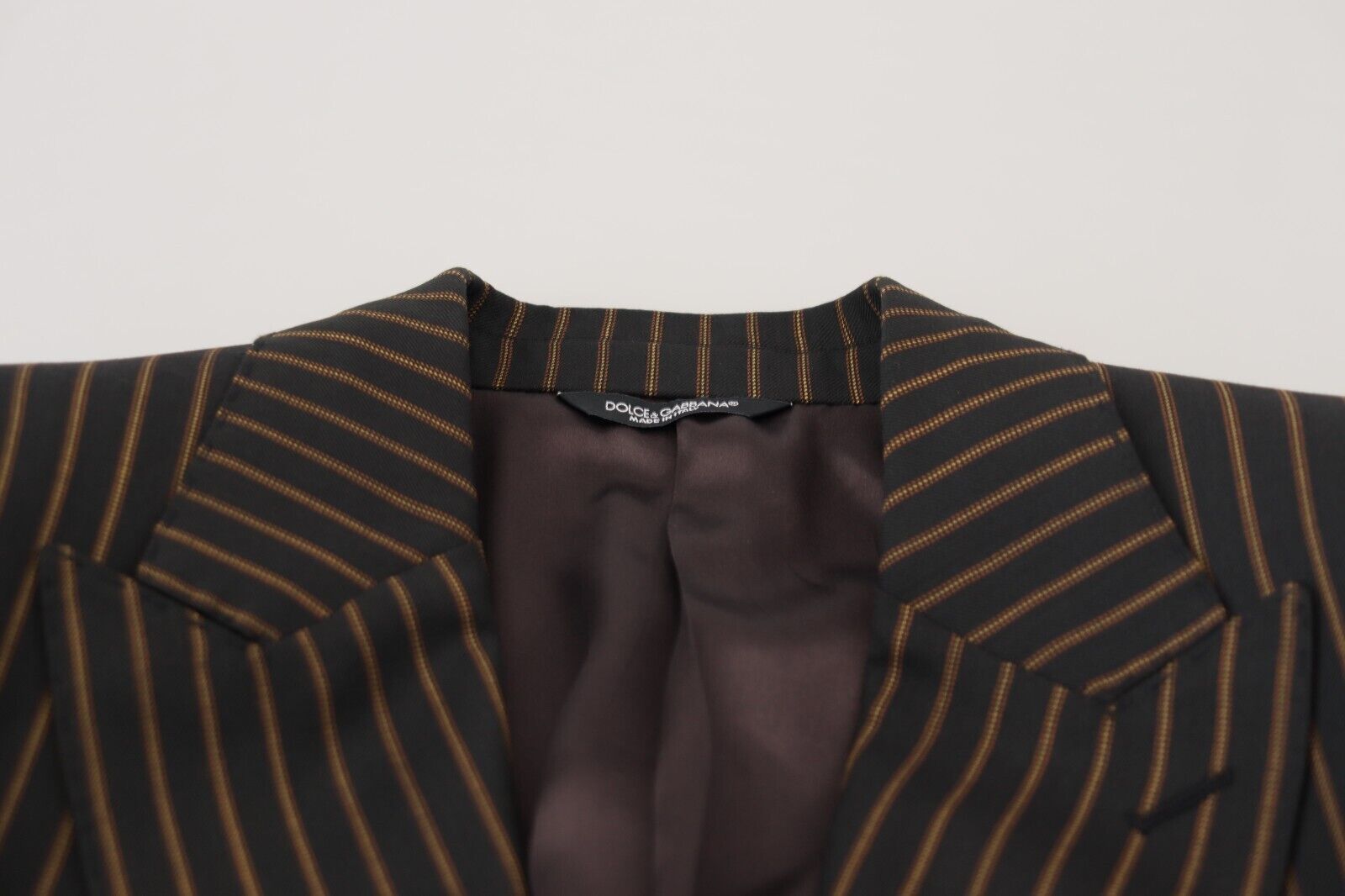 Dolce & Gabbana Black Brown Stripes Single Breasted Blazer Dolce & Gabbana
