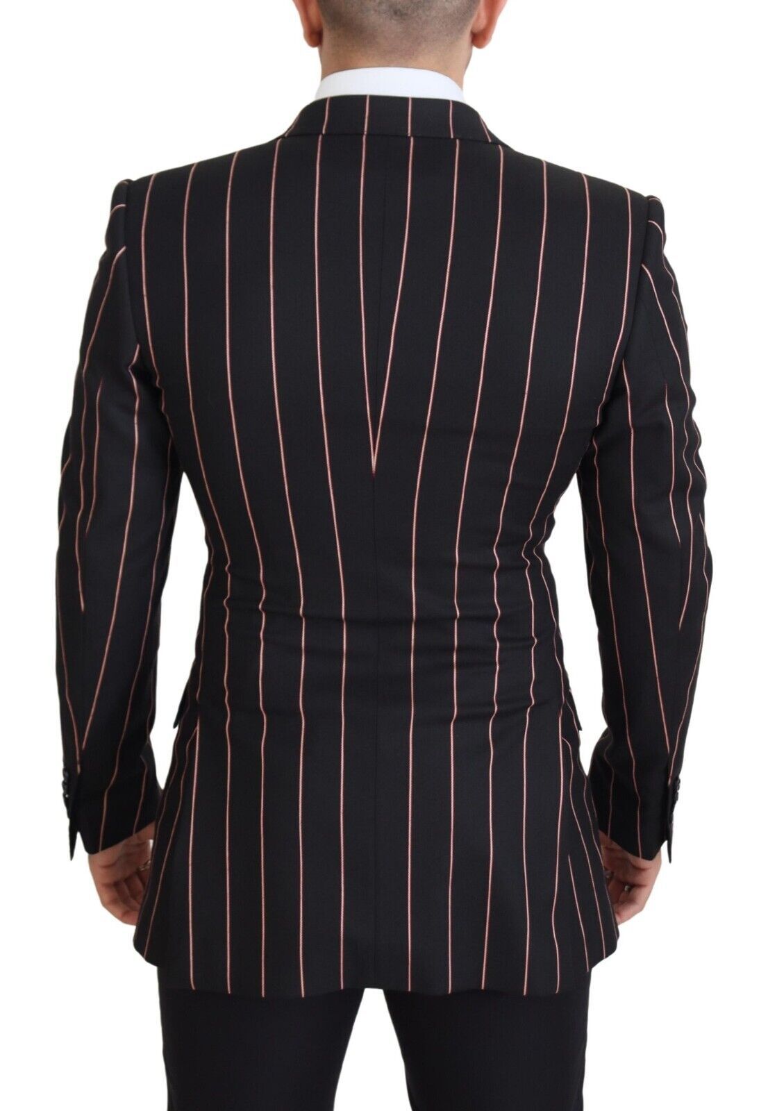 Dolce & Gabbana Black Stripes Viscose Double Breasted Blazer Dolce & Gabbana
