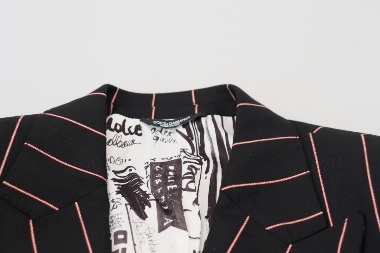 Dolce & Gabbana Black Stripes Viscose Double Breasted Blazer Dolce & Gabbana