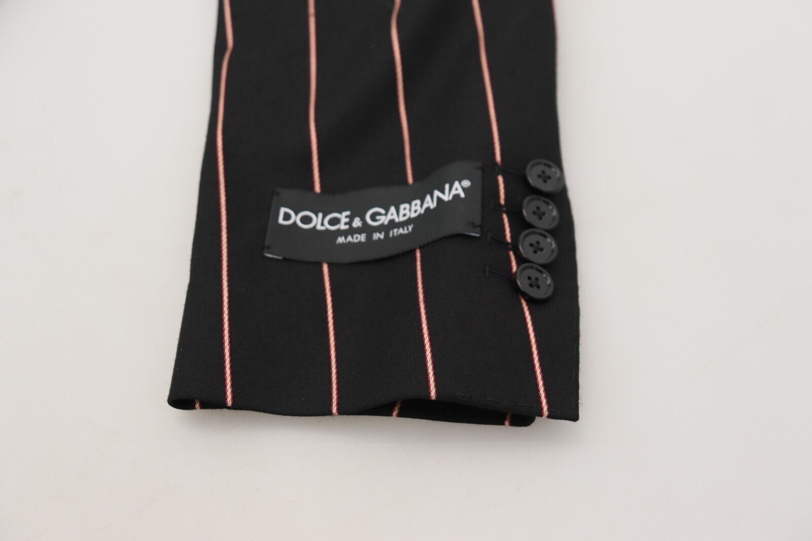 Dolce & Gabbana Black Stripes Viscose Double Breasted Blazer Dolce & Gabbana
