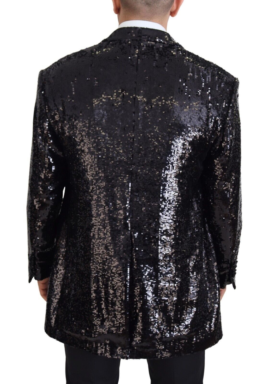 Dolce & Gabbana Black Sequined Cow Pattern Nylon Blazer Dolce & Gabbana