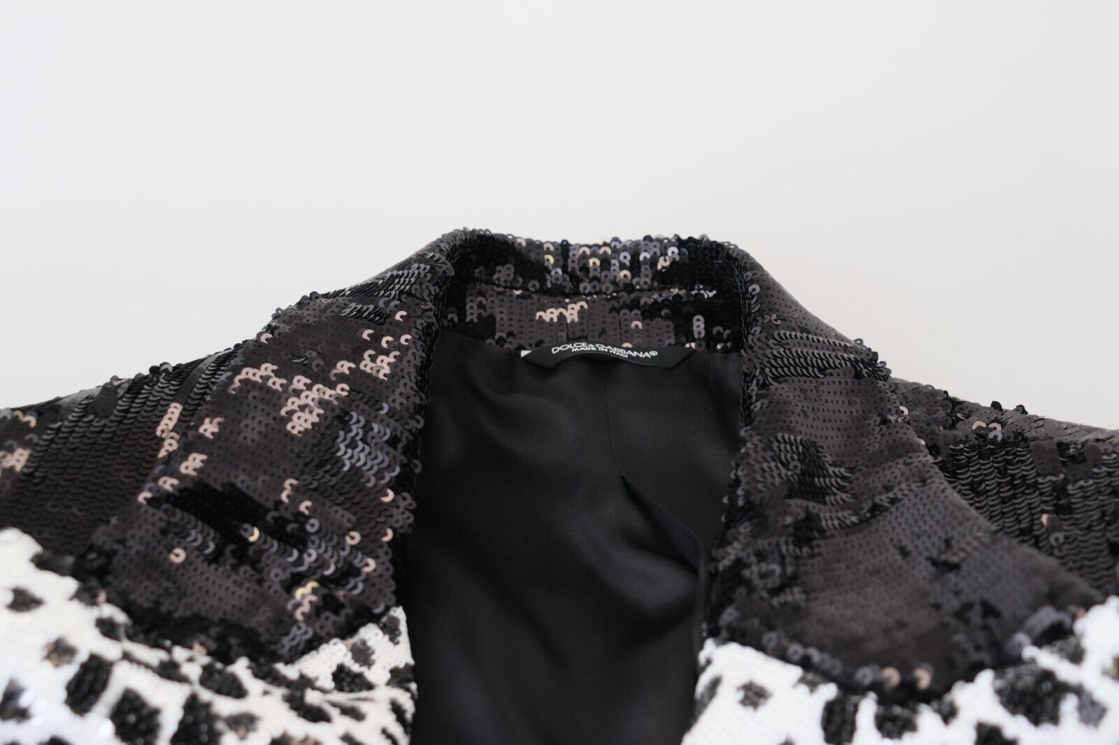 Dolce & Gabbana Black Sequined Cow Pattern Nylon Blazer Dolce & Gabbana