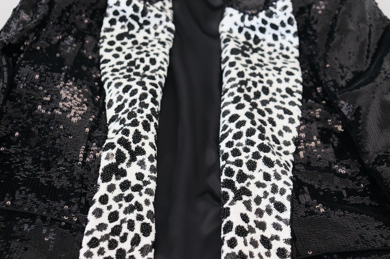 Dolce & Gabbana Black Sequined Cow Pattern Nylon Blazer Dolce & Gabbana