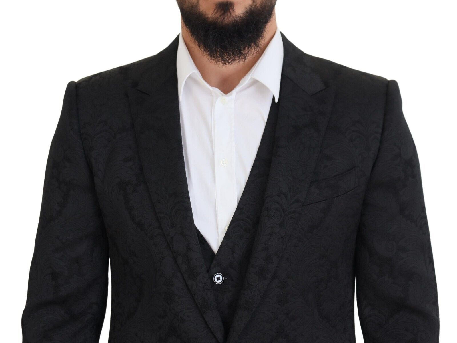 Dolce & Gabbana Black Floral Brocade 2 Piece MARTINI Suit Dolce & Gabbana