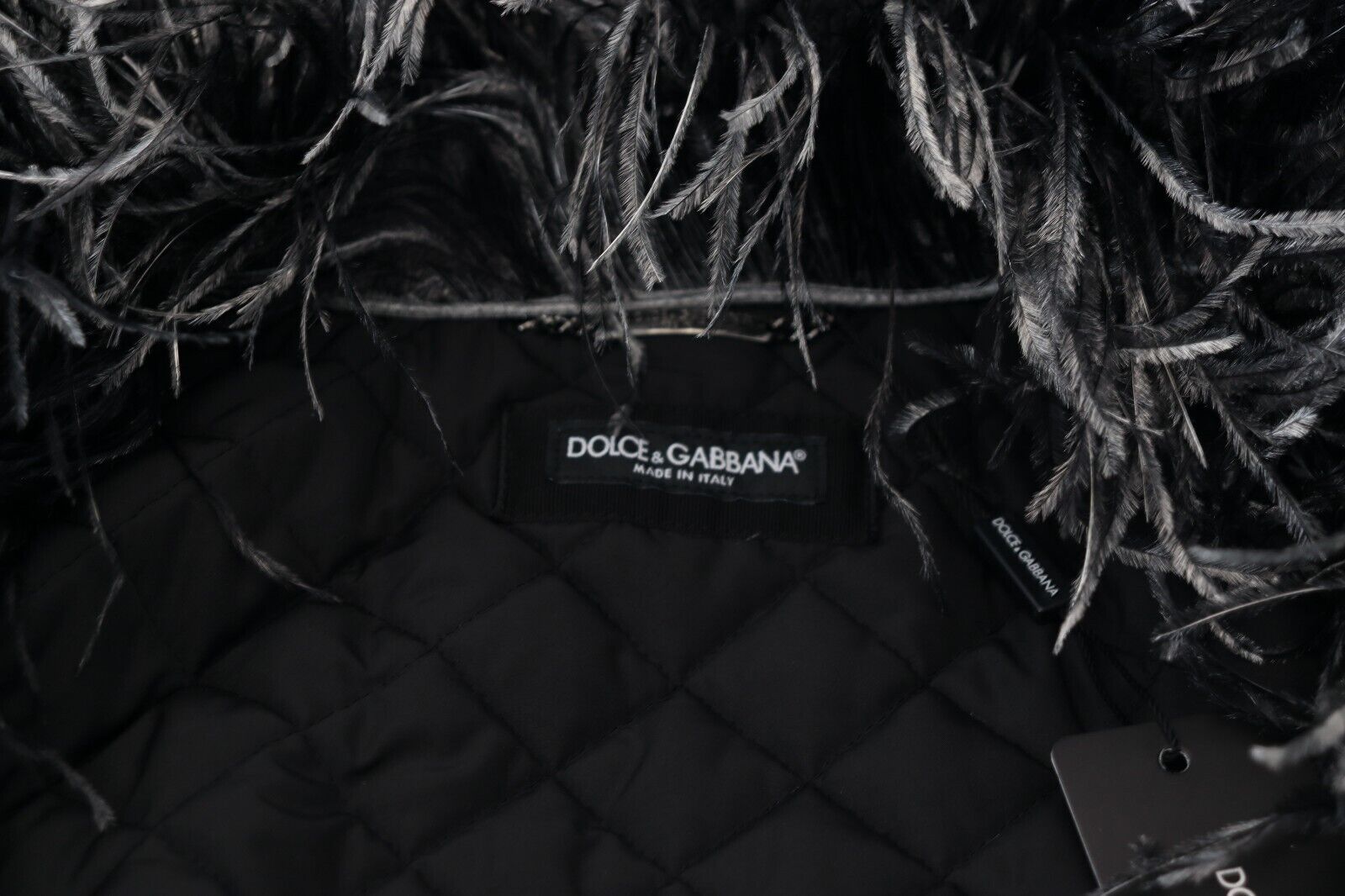 Dolce & Gabbana Black White Fur Shearling Full Zip Jacket Dolce & Gabbana