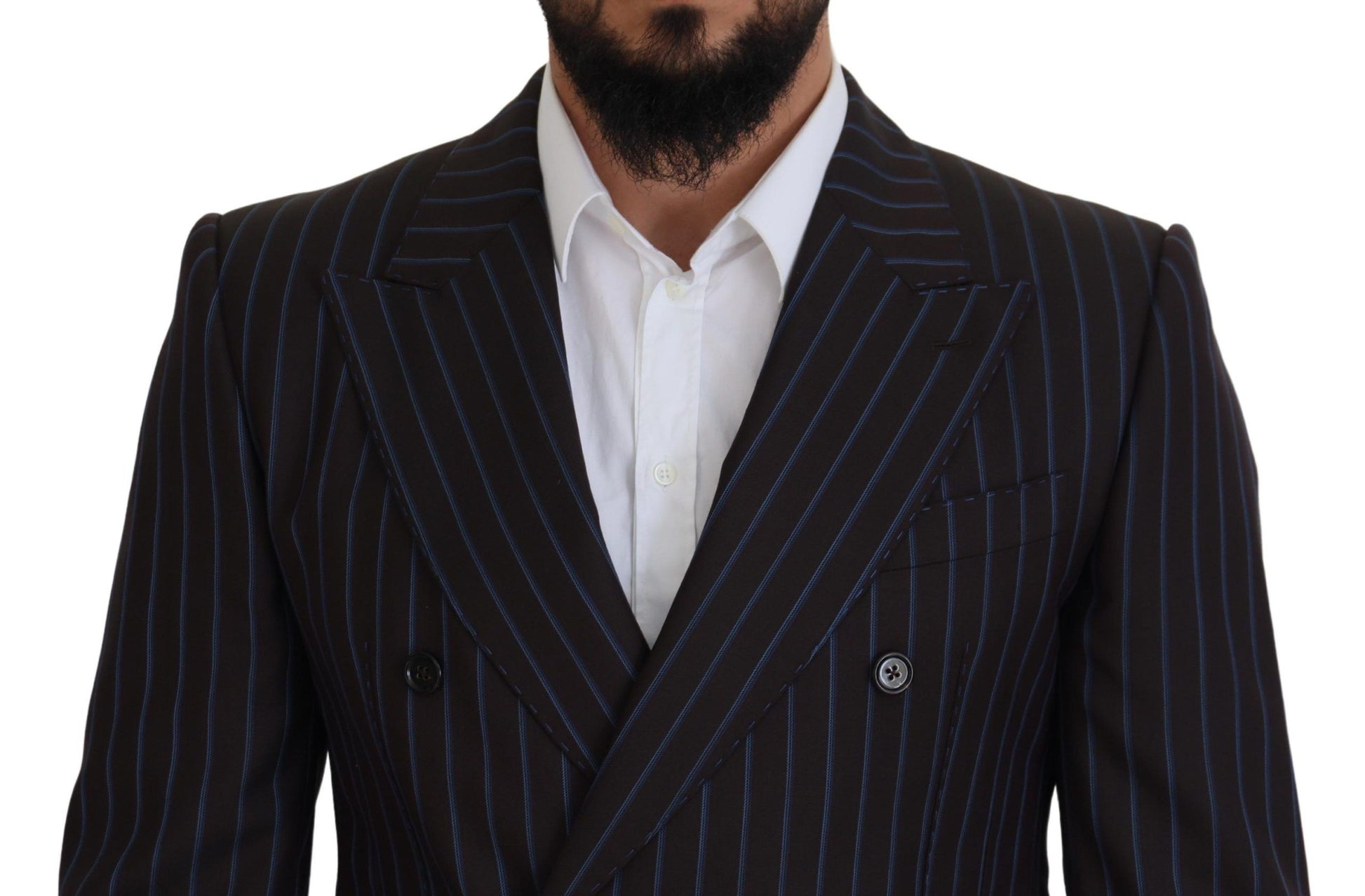 Dolce & Gabbana Black Striped Wool Formal 2 Piece Suit Dolce & Gabbana