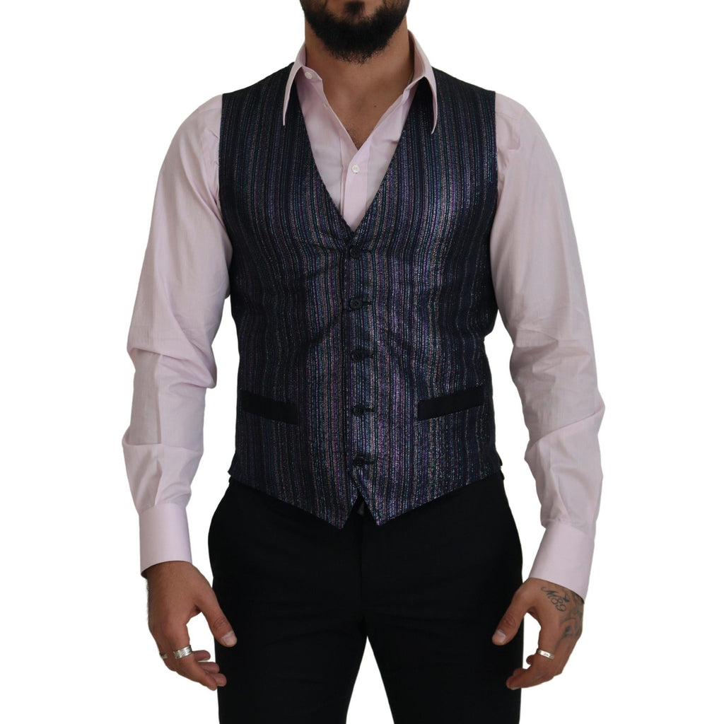 Dolce & Gabbana multicolor polyester waistcoat dress, formal vest with vibrant pattern and tailored fit.