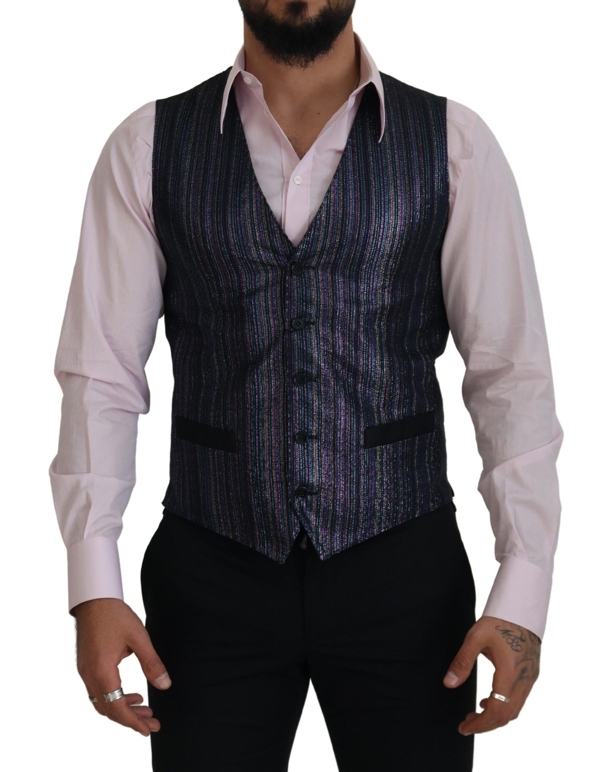 Dolce & Gabbana Multicolor Polyester Waistcoat Dress Formal Vest Dolce & Gabbana