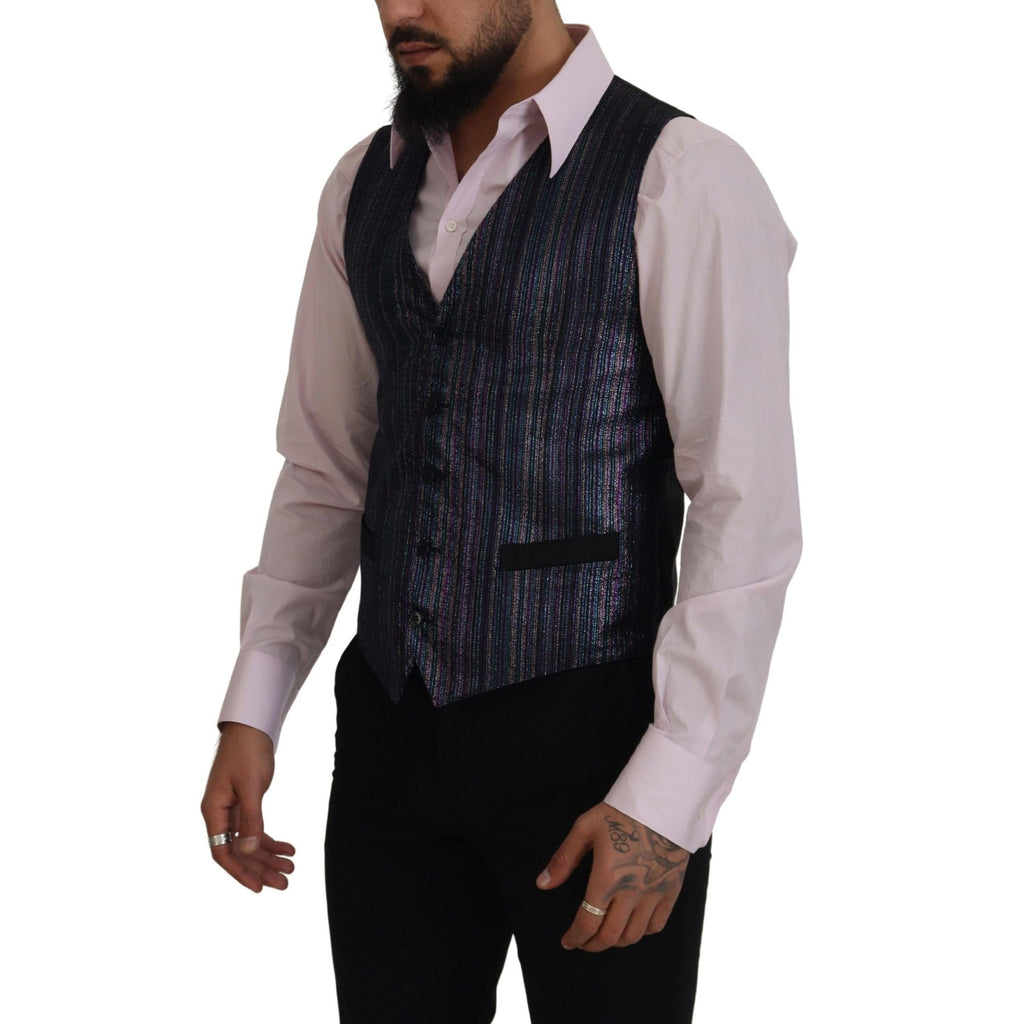 Dolce & Gabbana multicolor polyester waistcoat dress with formal vest style, featuring vibrant patterns and tailored fit.