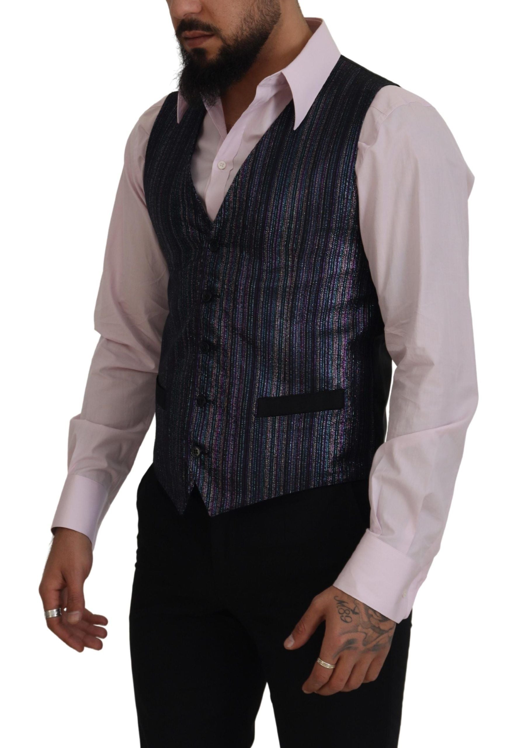 Dolce & Gabbana Multicolor Polyester Waistcoat Dress Formal Vest Dolce & Gabbana