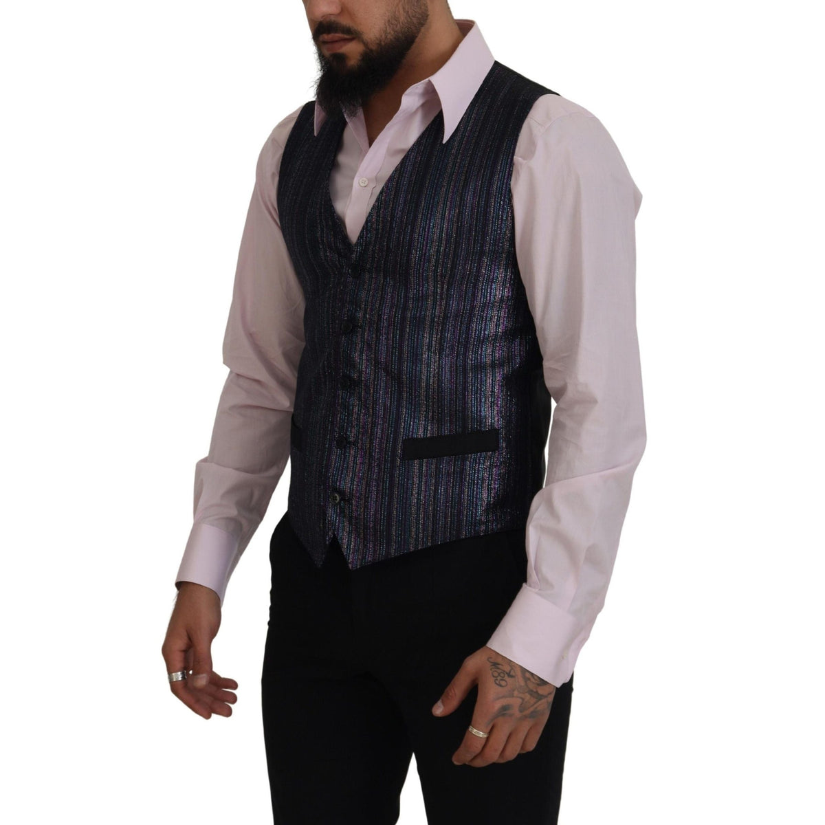Dolce & Gabbana multicolor polyester waistcoat dress with formal vest style, featuring vibrant patterns and tailored fit.