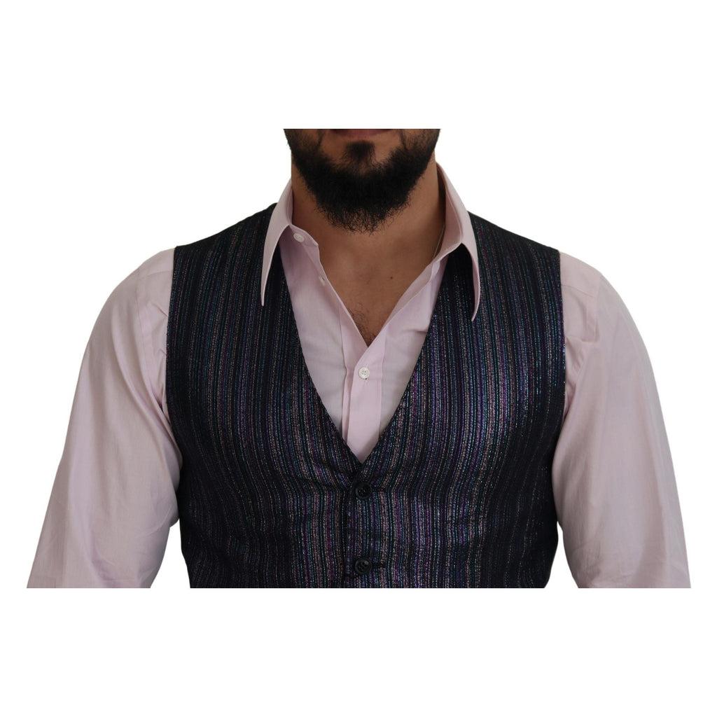 Dolce & Gabbana multicolor polyester waistcoat dress with formal vest style, featuring vibrant pattern and tailored fit.
