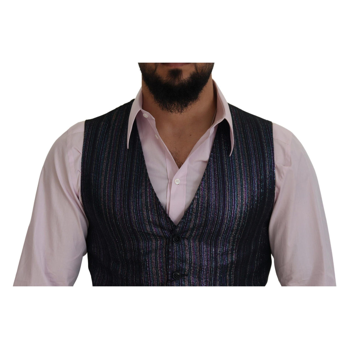 Dolce & Gabbana multicolor polyester waistcoat dress with formal vest style, featuring vibrant pattern and tailored fit.