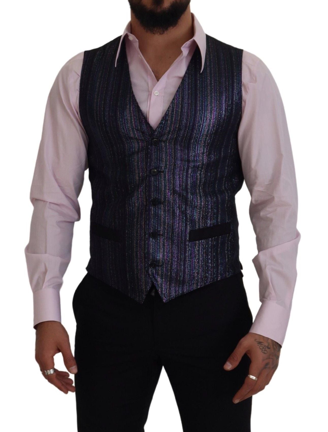 Dolce & Gabbana Multicolor Polyester Waistcoat Dress Formal Vest Dolce & Gabbana