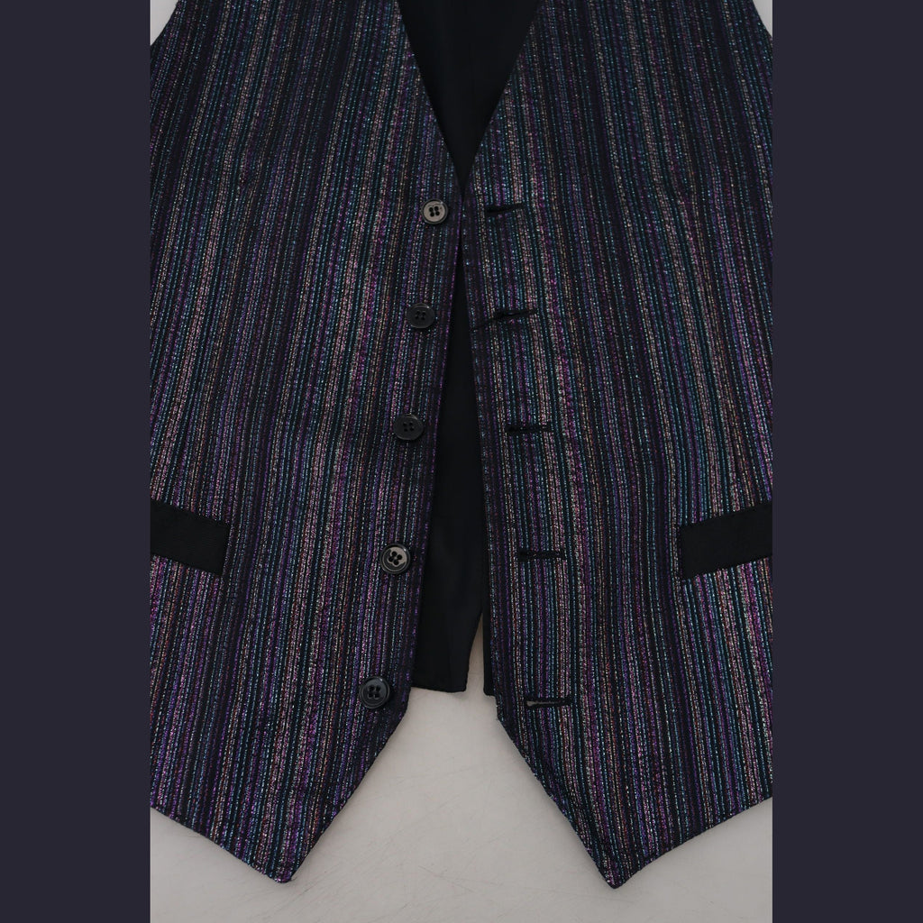Dolce & Gabbana multicolor polyester waistcoat dress, formal vest with vibrant patterns and tailored fit.