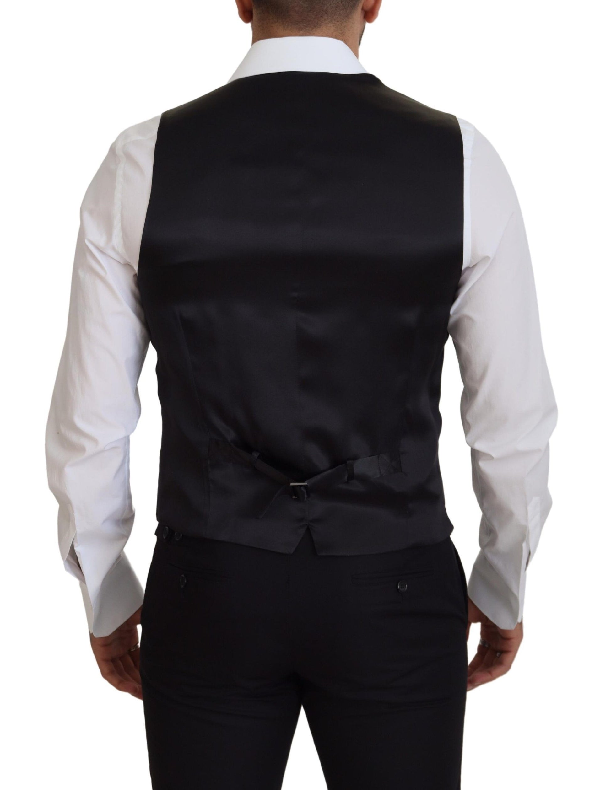 Dolce & Gabbana Black Virgin Wool Waistcoat Formal Dress Vest Dolce & Gabbana