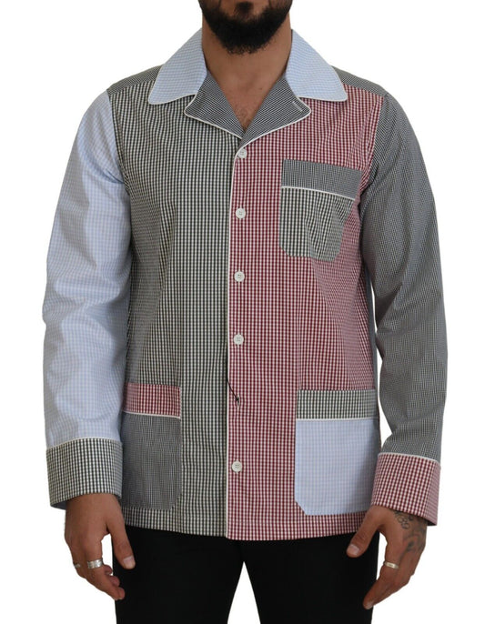 Dolce & Gabbana Multicolor Patchwork Cotton Long Sleeves Shirt Dolce & Gabbana