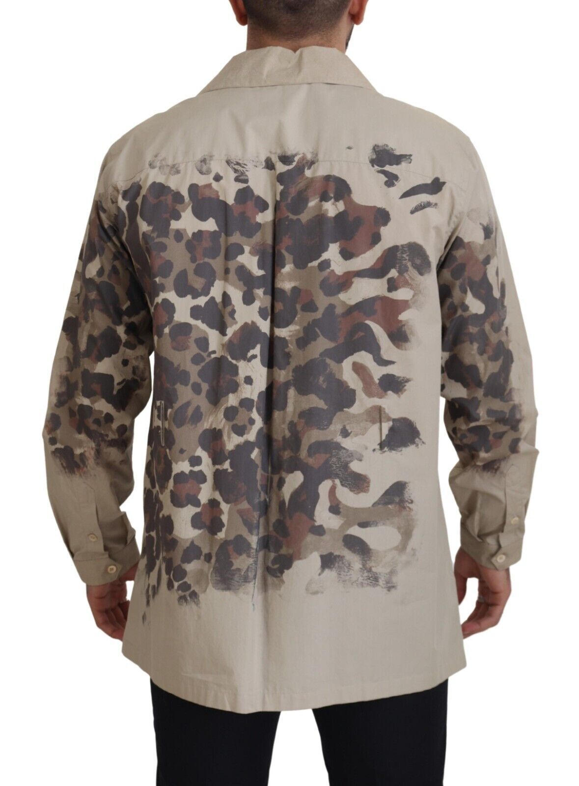 Dolce & Gabbana Beige Camouflage Cotton Long Sleeves Shirt Dolce & Gabbana