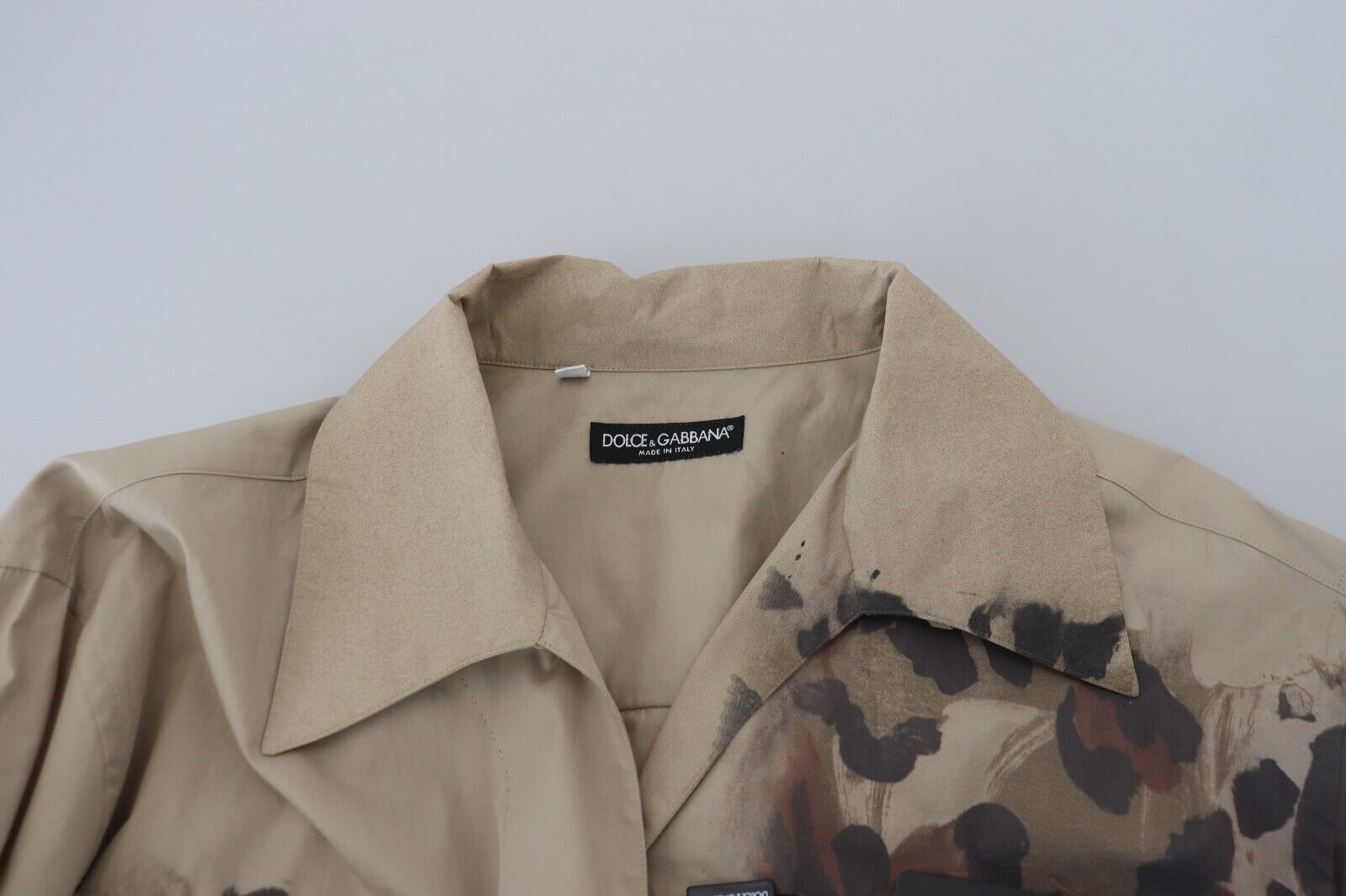 Dolce & Gabbana Beige Camouflage Cotton Long Sleeves Shirt Dolce & Gabbana