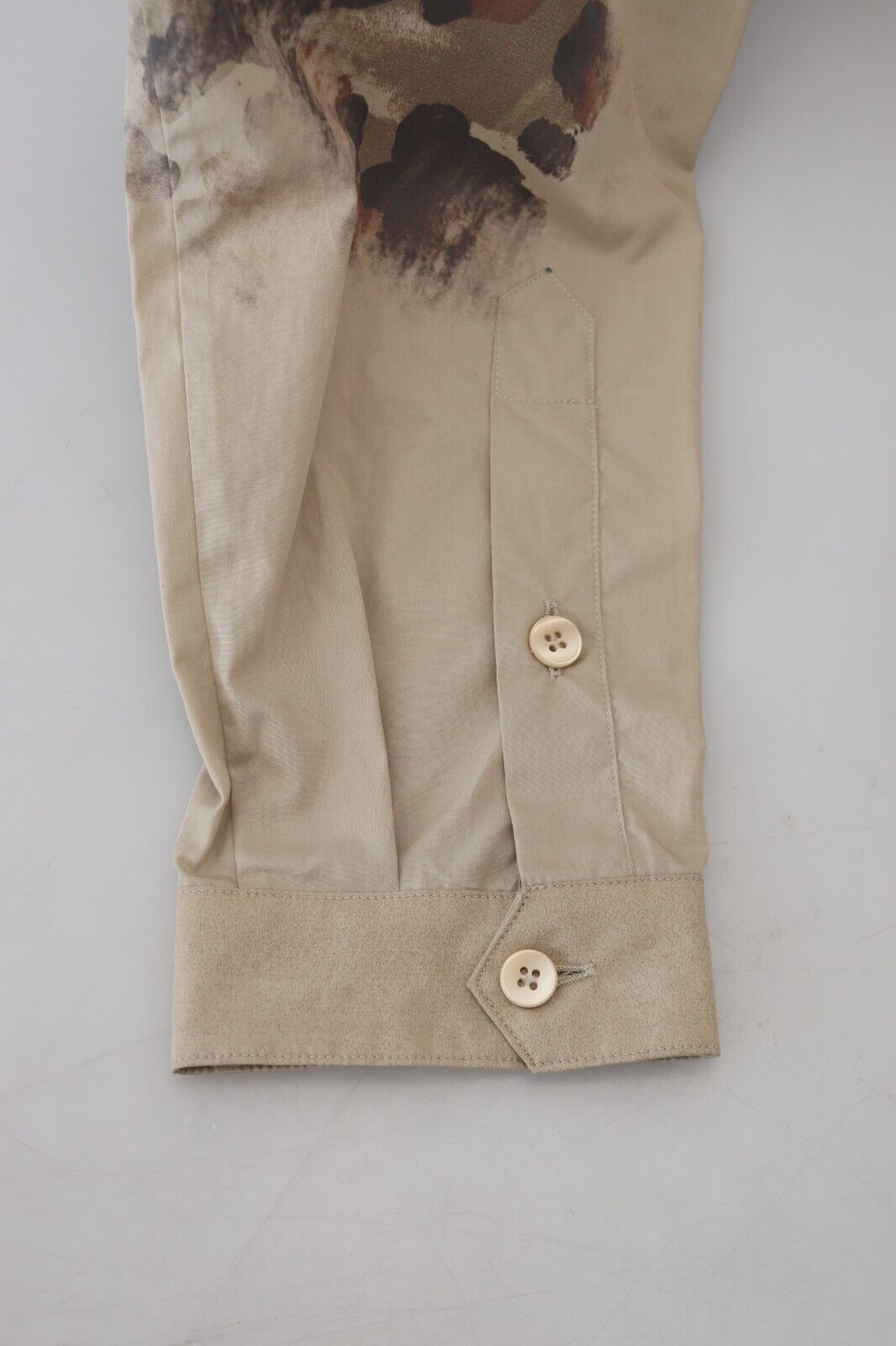 Dolce & Gabbana Beige Camouflage Cotton Long Sleeves Shirt Dolce & Gabbana