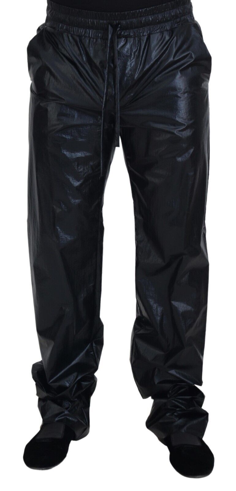 Dolce & Gabbana Black Shining Drawstring Trouser Nylon Pants Dolce & Gabbana