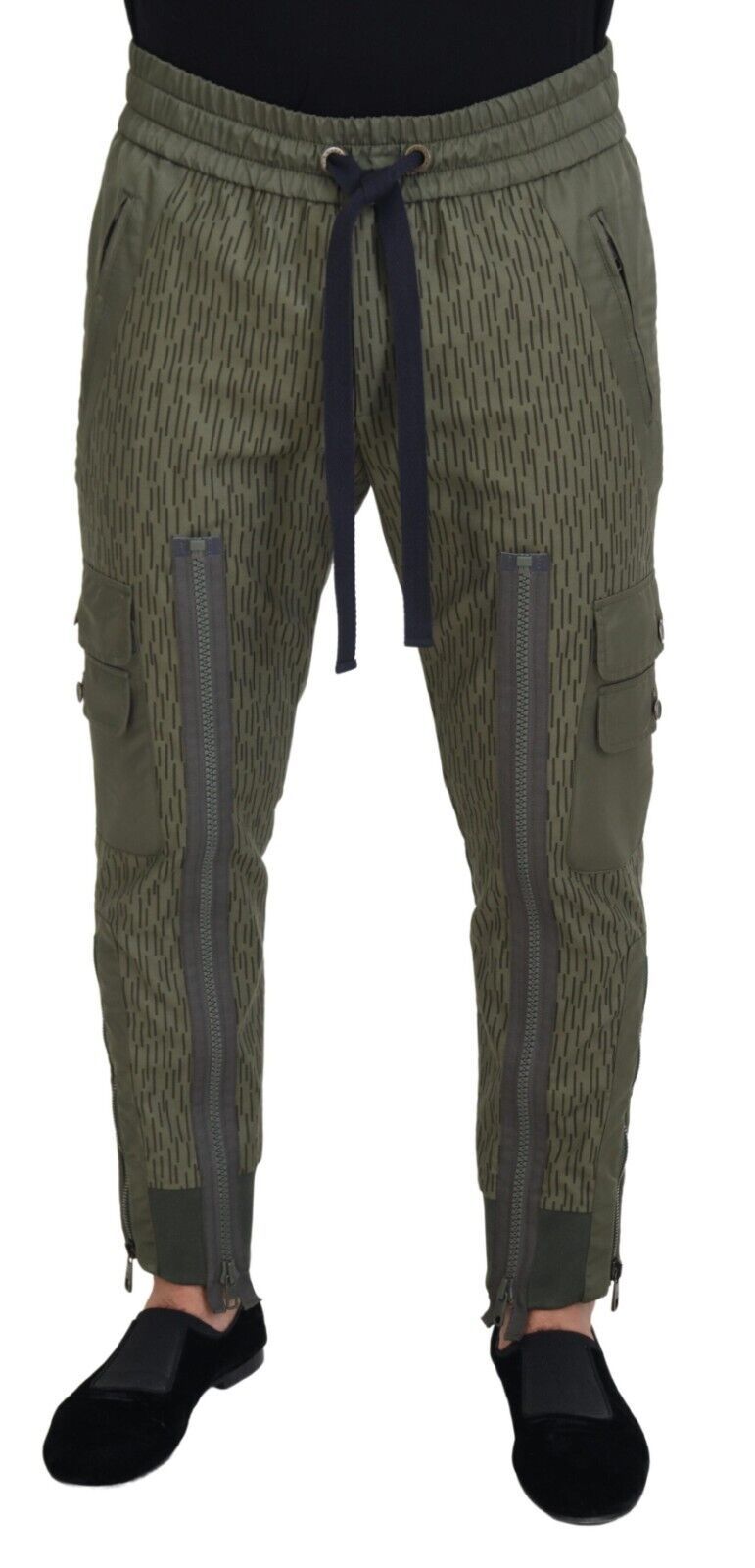 Dolce & Gabbana Green Striped Cargo Zipper Leg Men Trouser Pants Dolce & Gabbana