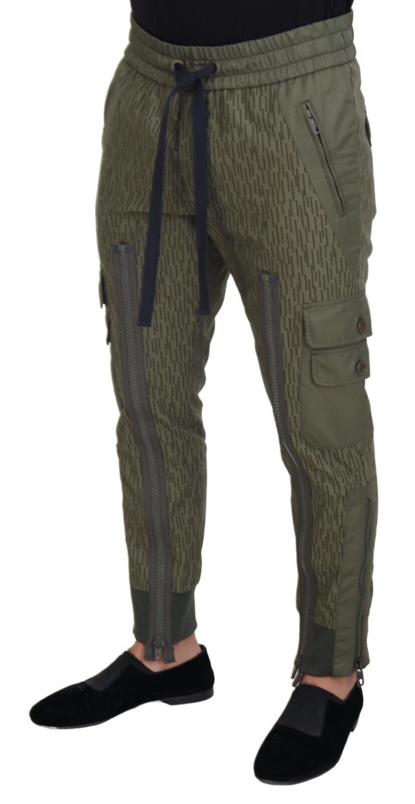 Dolce & Gabbana Green Striped Cargo Zipper Leg Men Trouser Pants Dolce & Gabbana