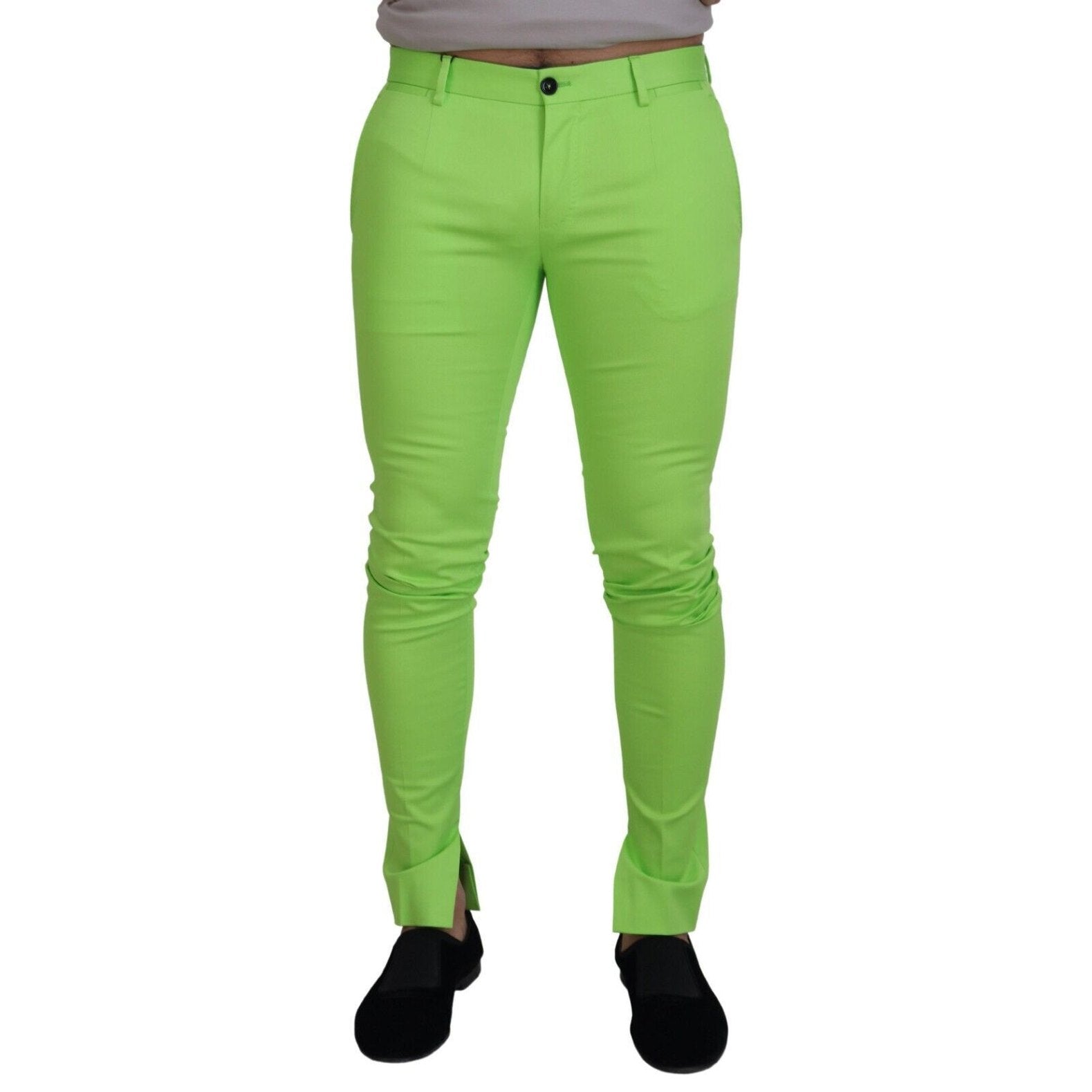 Dolce & Gabbana Light Green Cotton Skinny Men Trousers Pants Dolce & Gabbana
