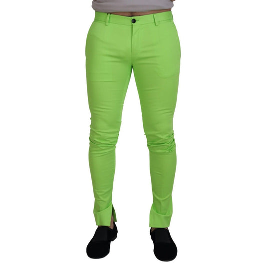 Dolce & Gabbana Light Green Cotton Skinny Men Trousers Pants Dolce & Gabbana