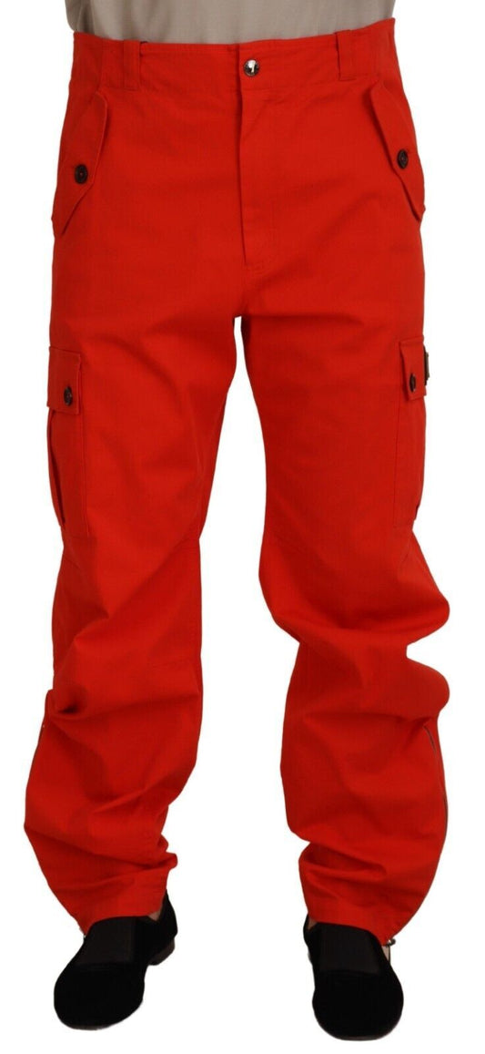Dolce & Gabbana Red Cargo Men Trousers Cotton Pants Dolce & Gabbana