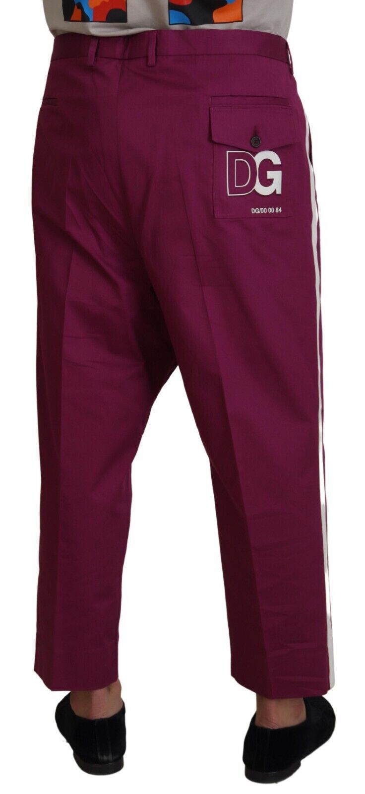 Dolce & Gabbana Magenta Cotton DG Logo Pocket Trouser Pants Dolce & Gabbana