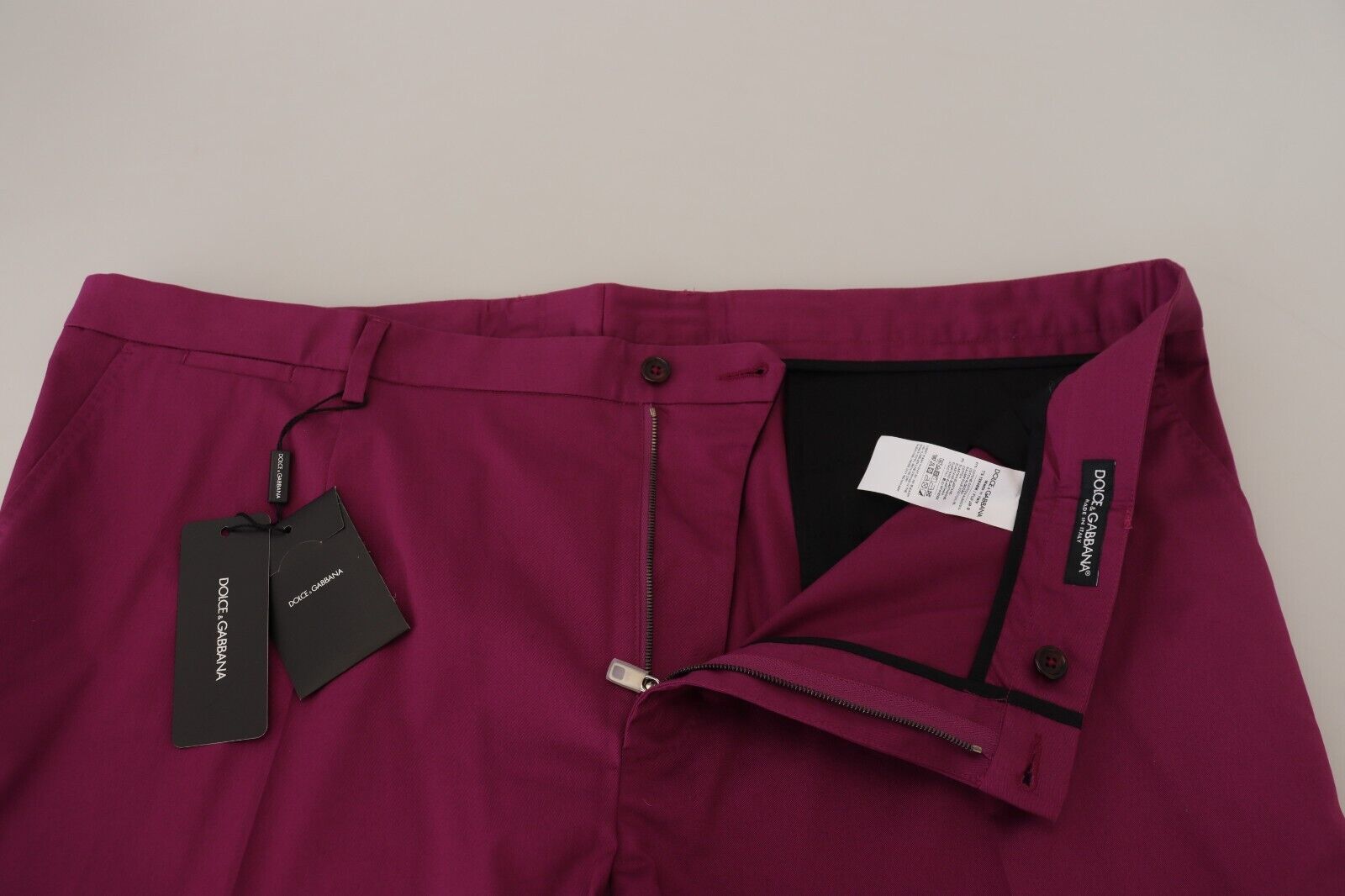 Dolce & Gabbana Magenta Cotton DG Logo Pocket Trouser Pants Dolce & Gabbana