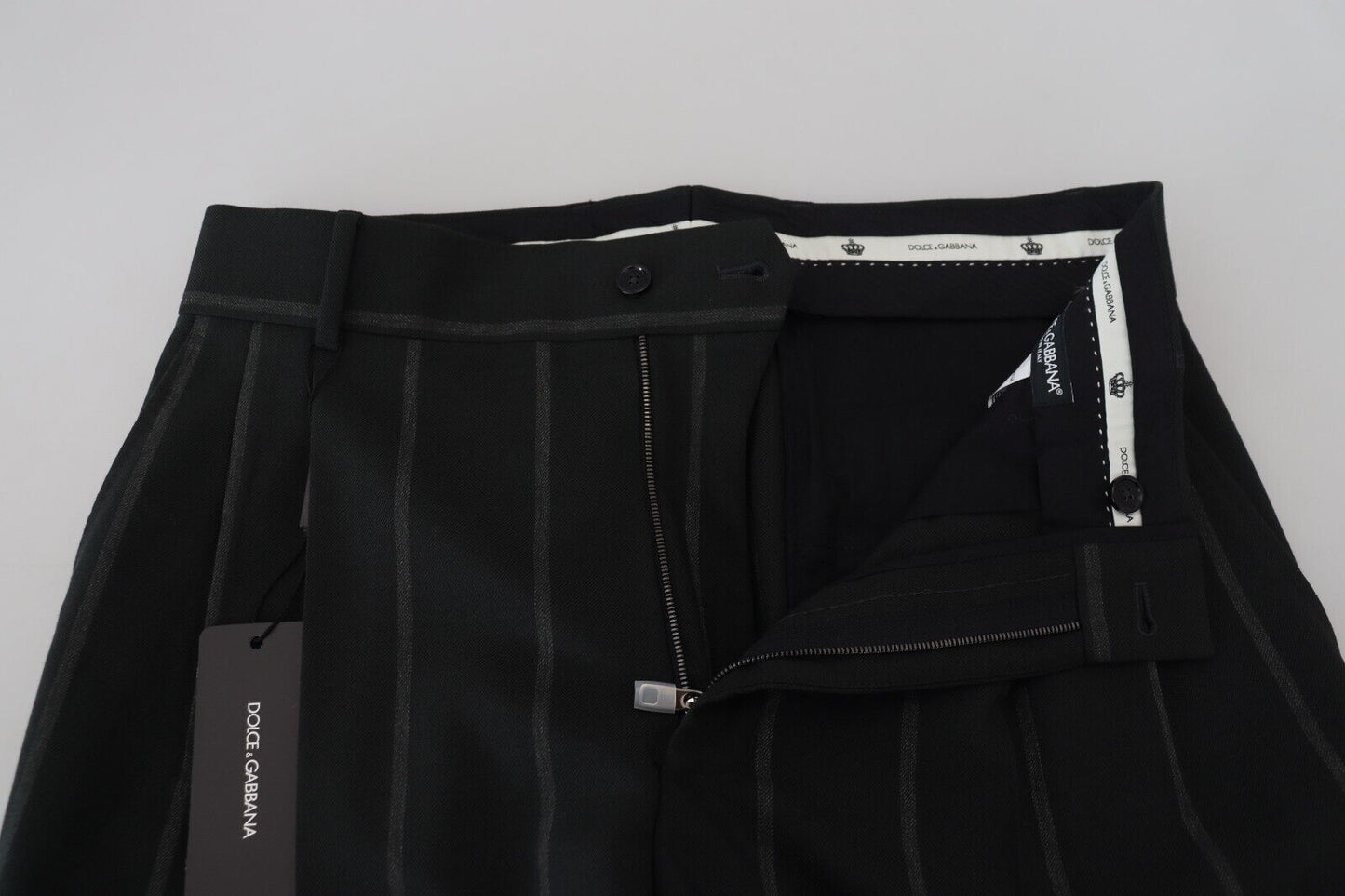 Dolce & Gabbana Black Striped Men Trousers Cotton Pants Dolce & Gabbana