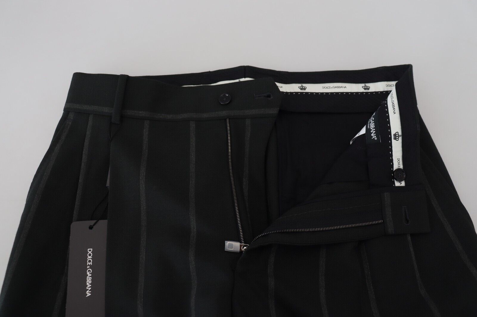 Dolce & Gabbana Black Striped Men Trousers Cotton Pants Dolce & Gabbana