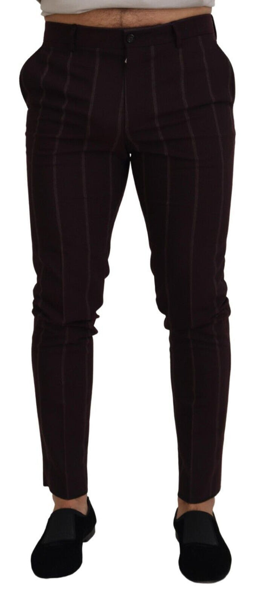 Dolce & Gabbana Brown Striped Men Trousers Cotton Pants Dolce & Gabbana