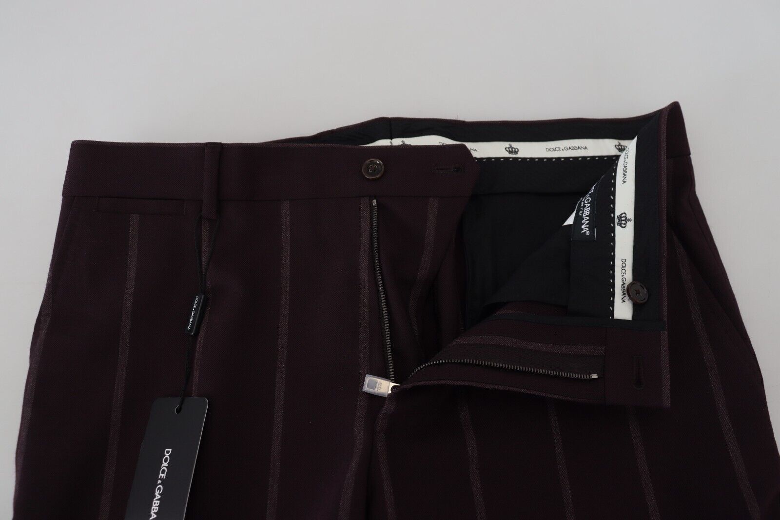 Dolce & Gabbana Brown Striped Men Trousers Cotton Pants Dolce & Gabbana