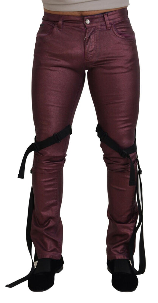 Dolce & Gabbana Magenta Cotton Men Casual Harness Denim Jeans Dolce & Gabbana