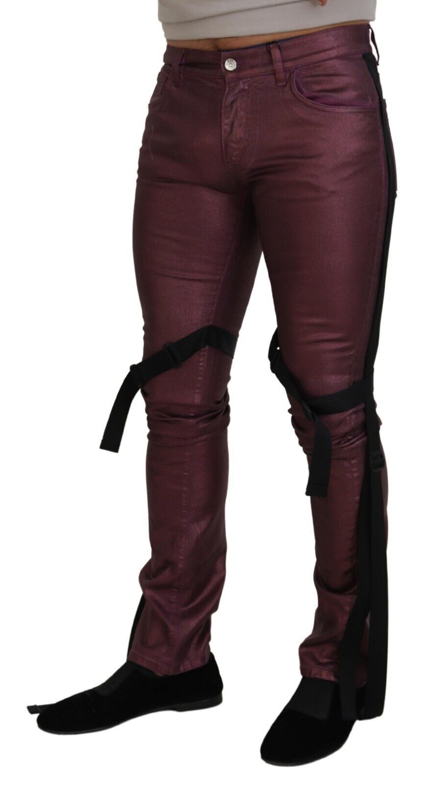 Dolce & Gabbana Magenta Cotton Men Casual Harness Denim Jeans Dolce & Gabbana