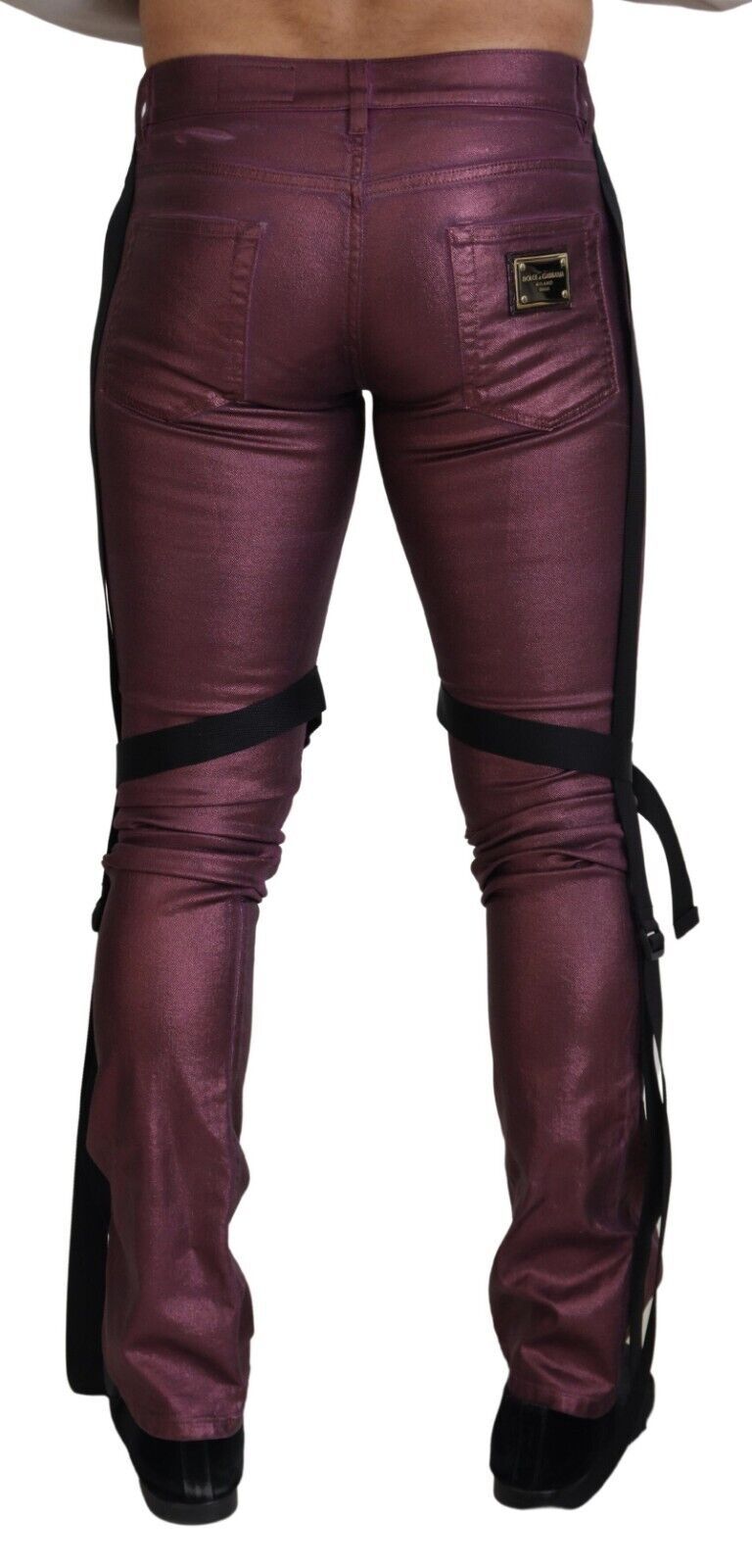 Dolce & Gabbana Magenta Cotton Men Casual Harness Denim Jeans Dolce & Gabbana