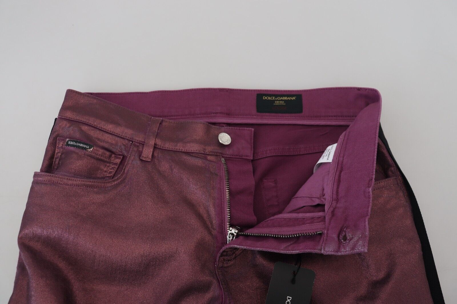 Dolce & Gabbana Magenta Cotton Men Casual Harness Denim Jeans Dolce & Gabbana